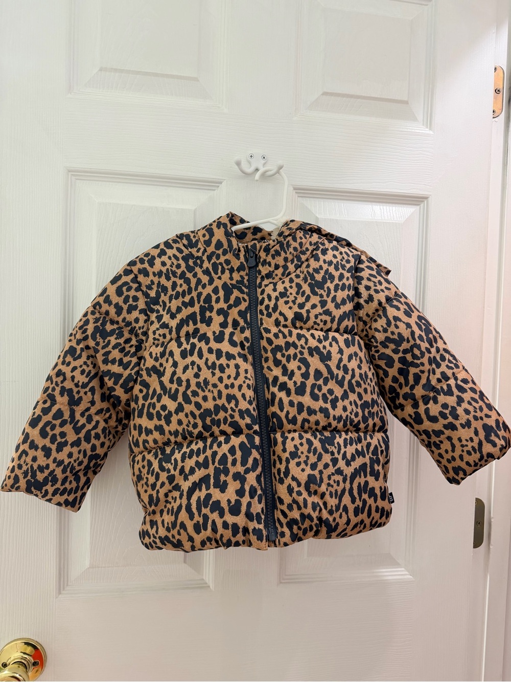 GAP Girls Leopard Print Sherpa Lined Puffer Jacket 3T